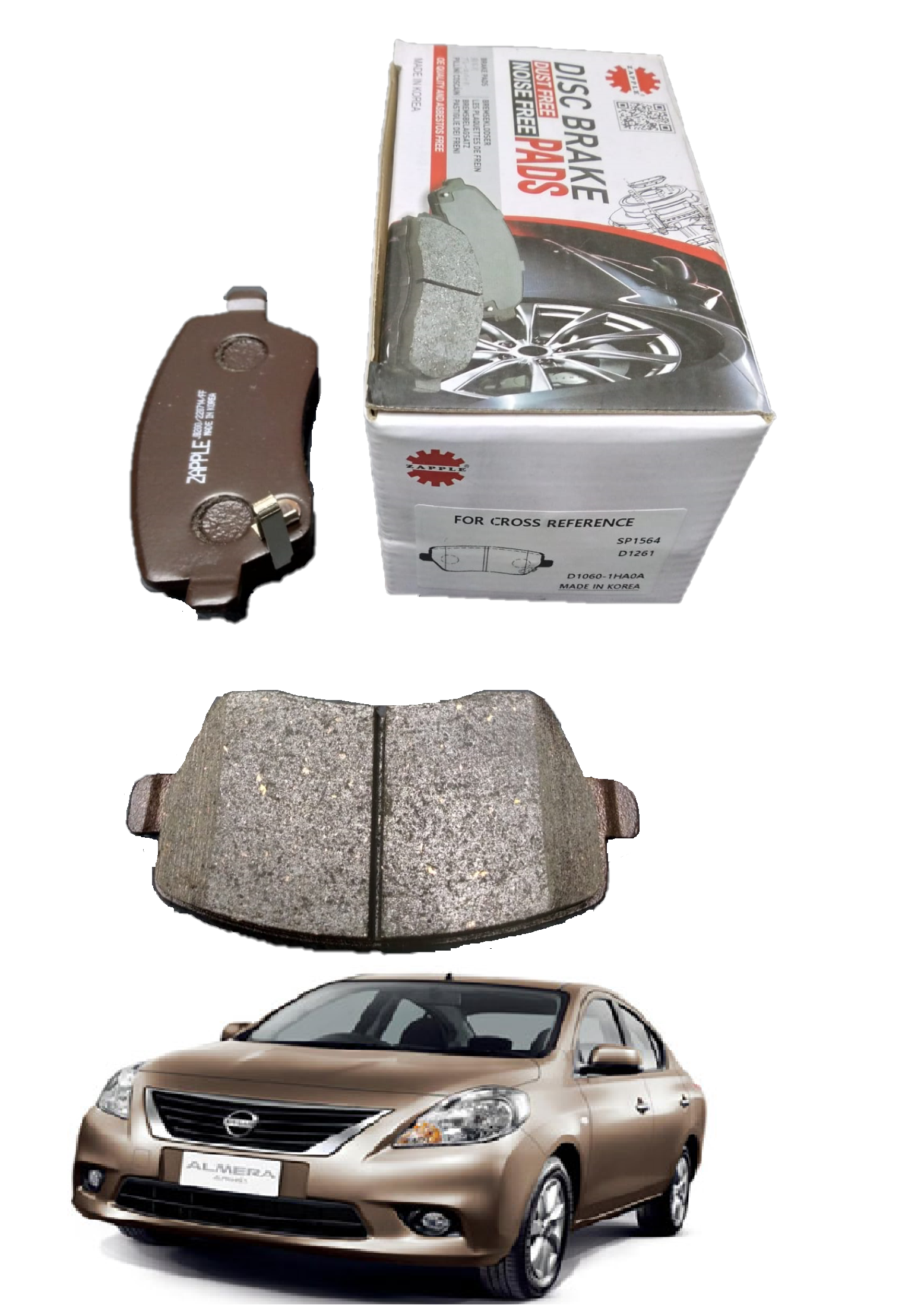 Zapple Disc Brake Pad SP1564, D1261, D1060-1HA0A