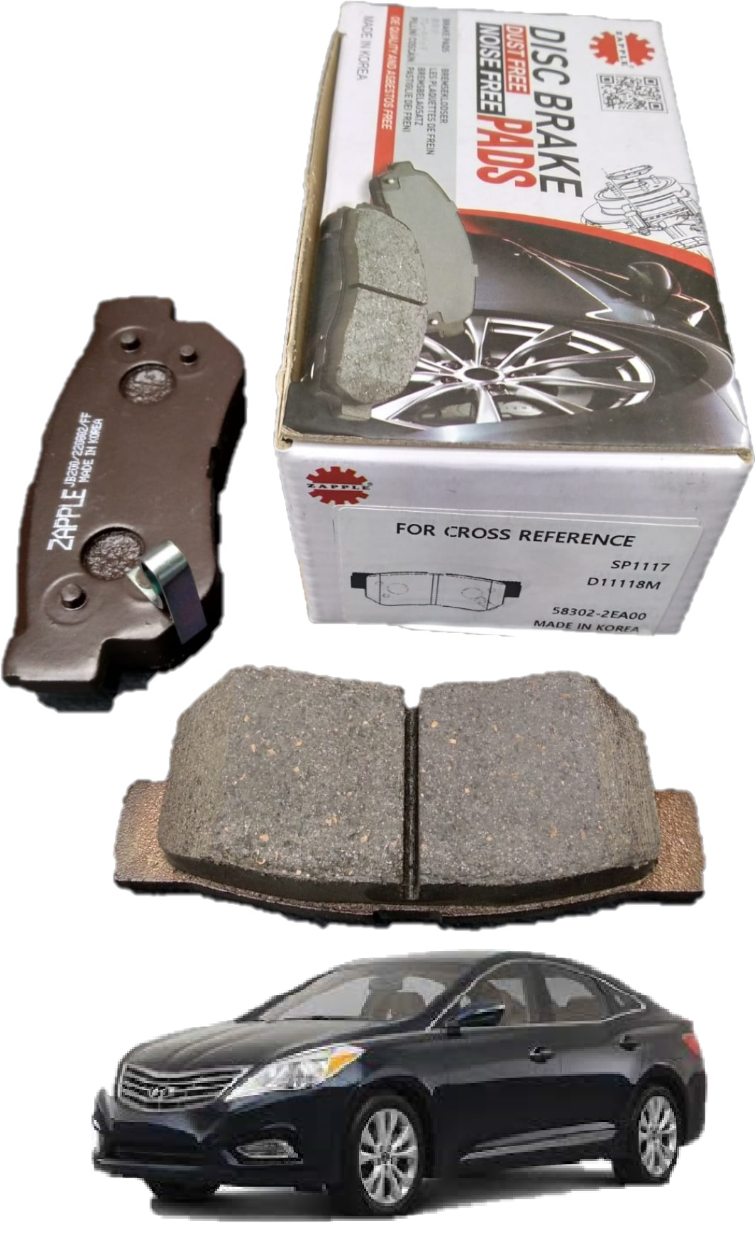 Zapple Disc Brake Pad SP1117, D11118M, 58302-2EA00