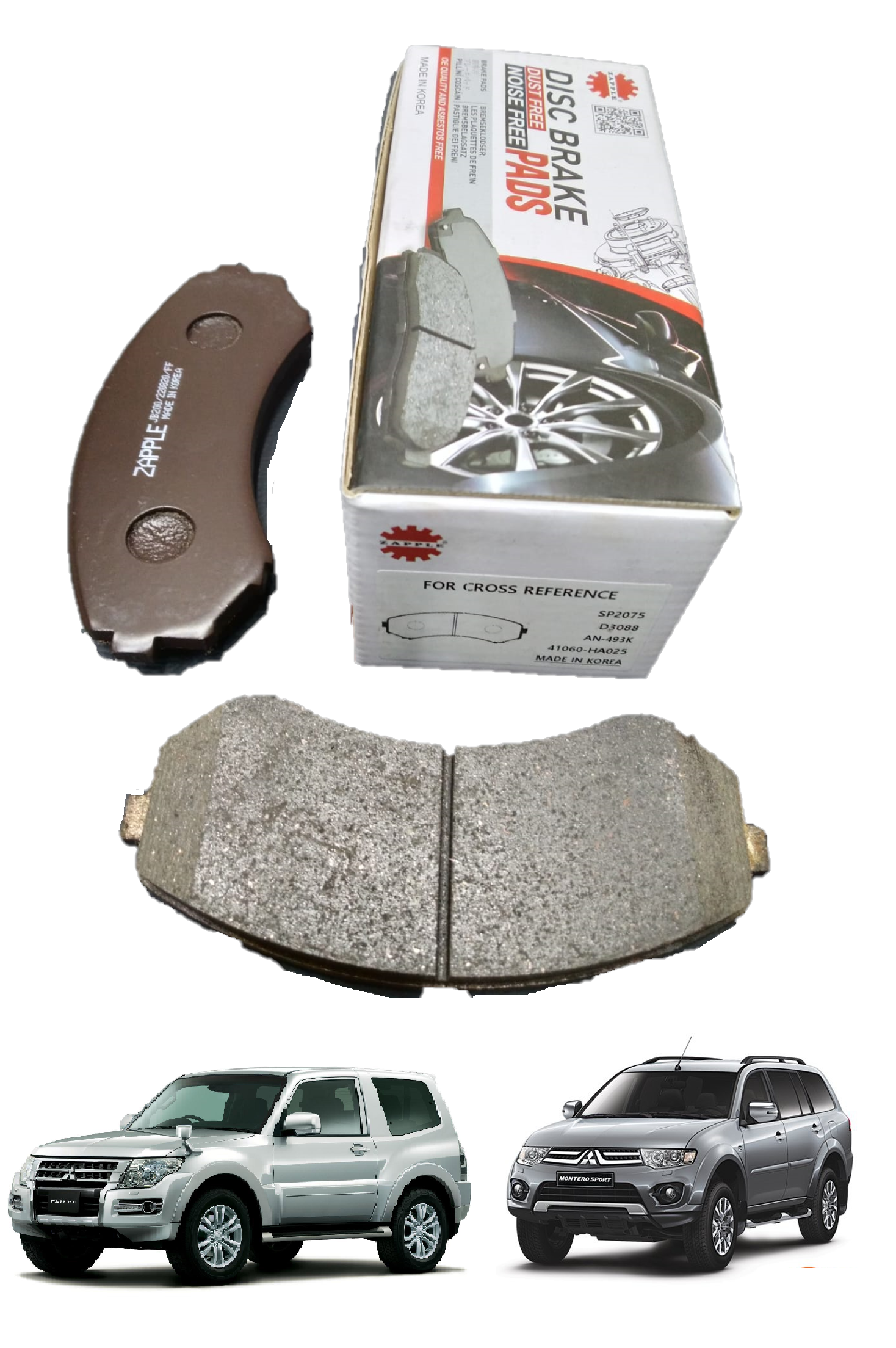 Zapple Disc Brake Pad SP2075, D3088, AN-493K, 41060-HA025