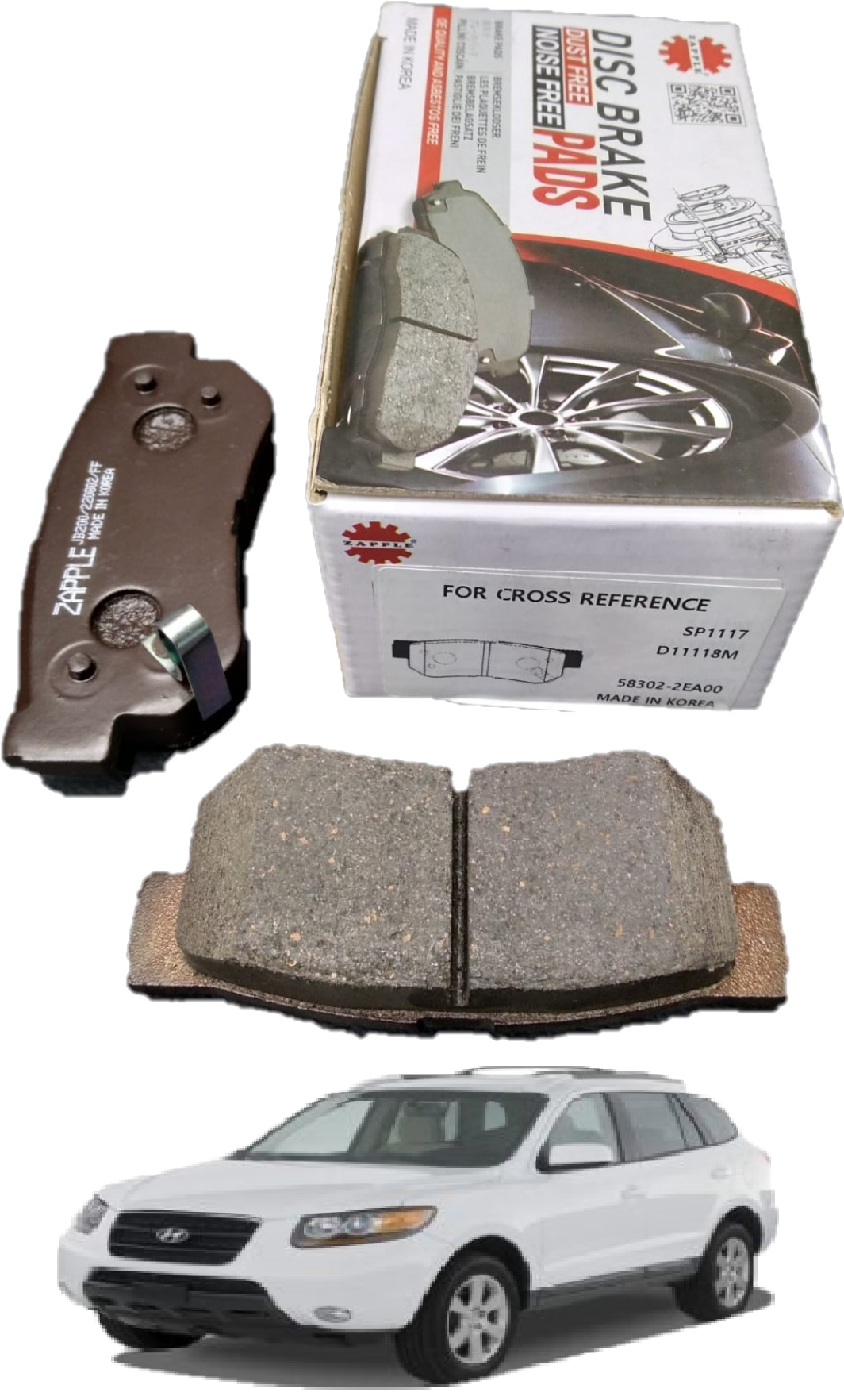 Zapple Disc Brake Pad SP1117, D11118M, 58302-2EA00