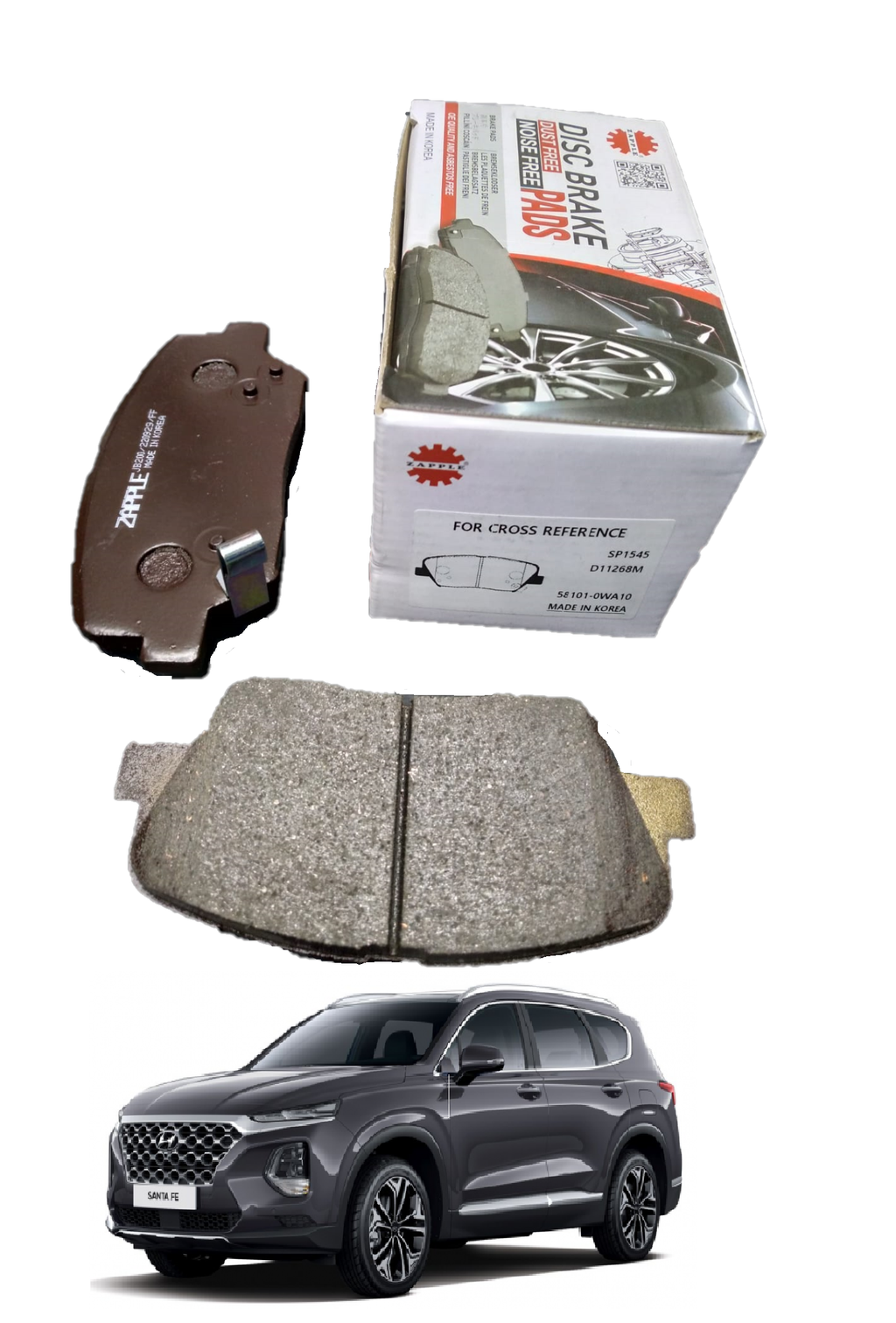 Zapple Disc Brake Pad SP1545, D11268M, 58101-0WA10
