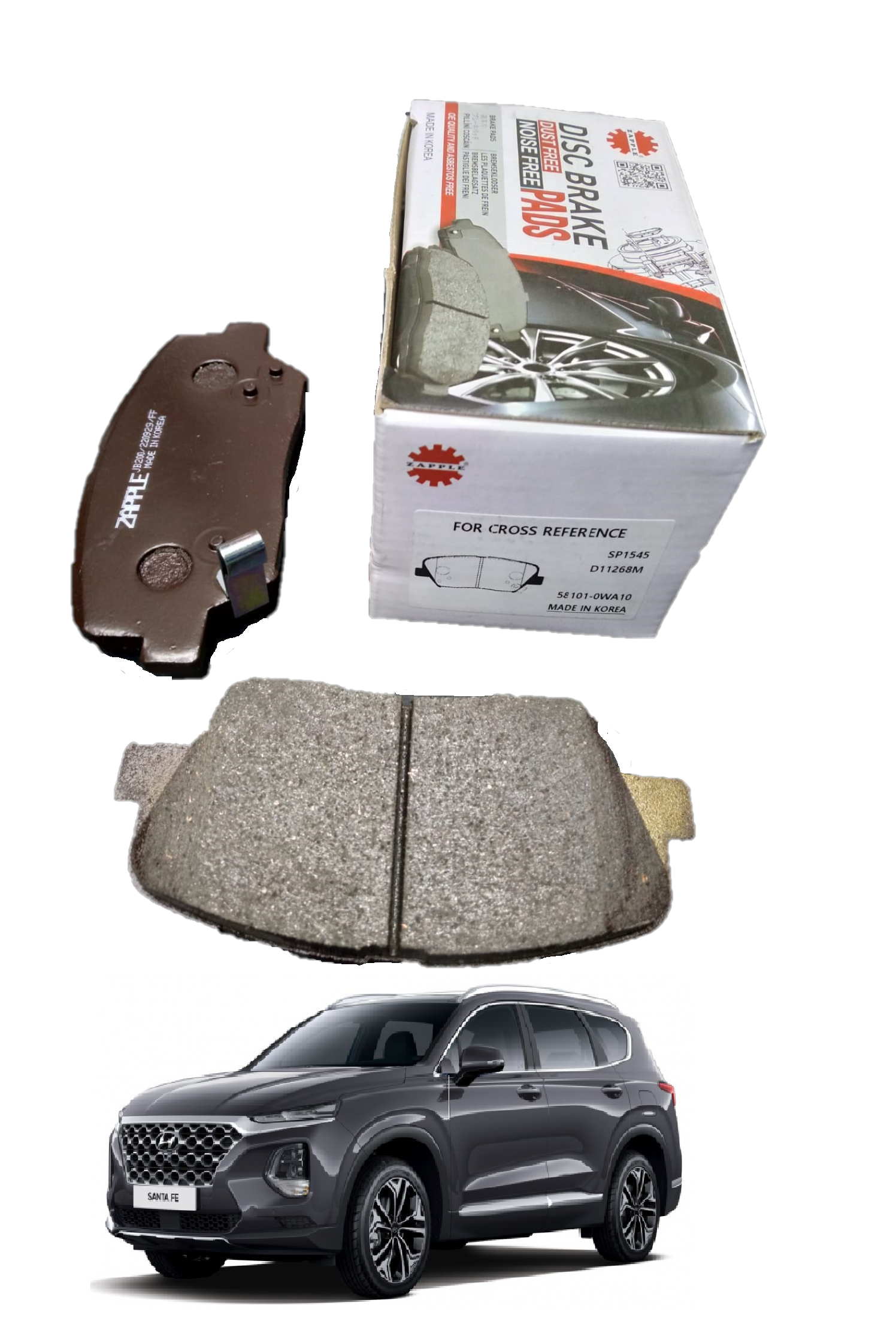 Zapple Disc Brake Pad SP1545, D11268M, 58101-0WA10