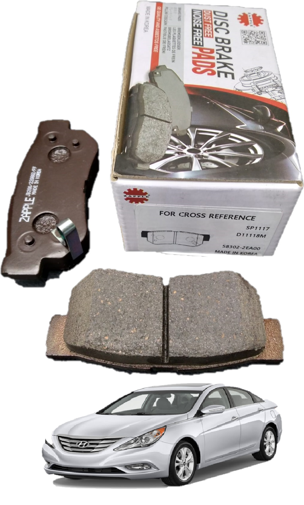 Zapple Disc Brake Pad SP1117, D11118M, 58302-2EA00