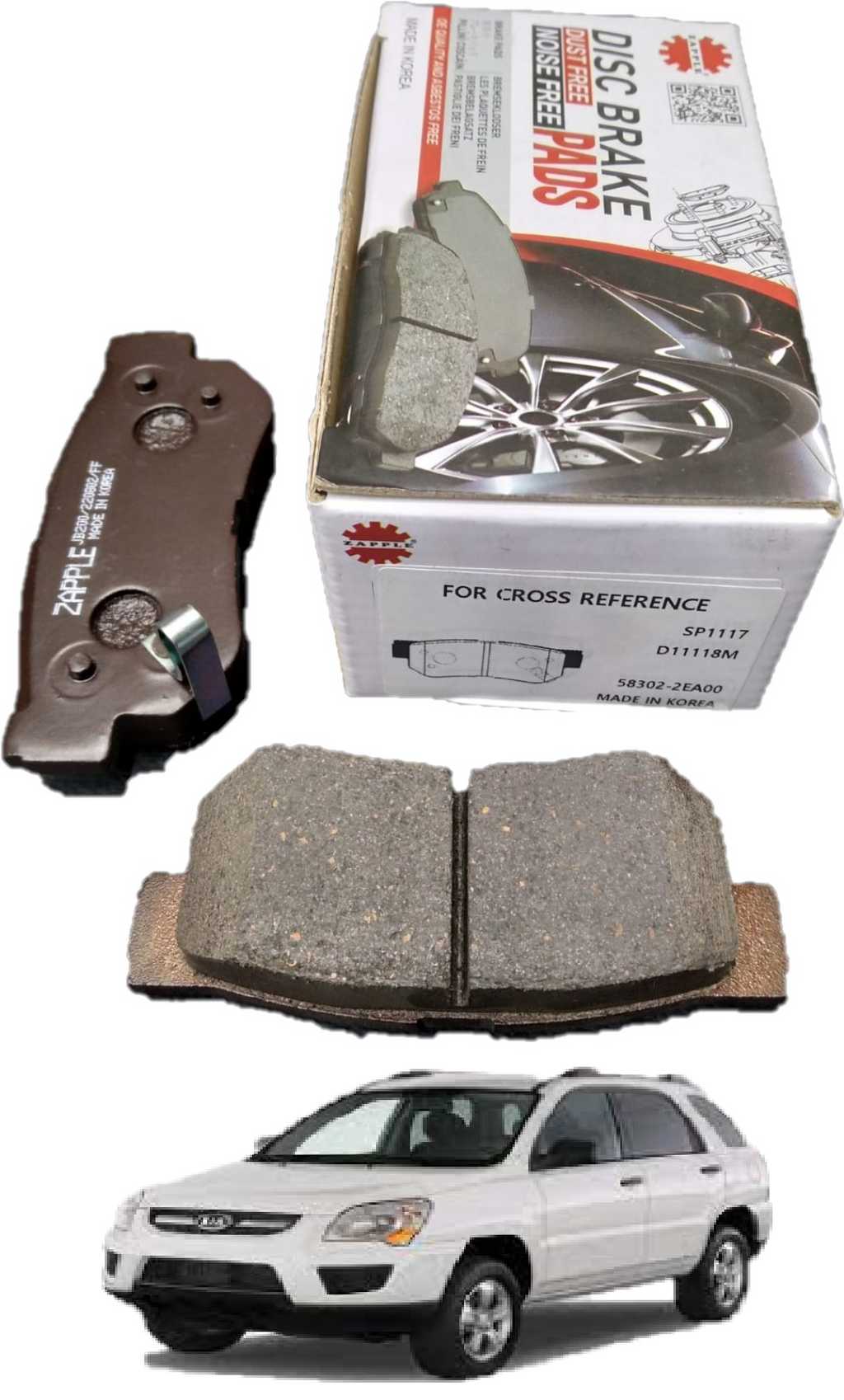 Zapple Disc Brake Pad SP1117, D11118M, 58302-2EA00