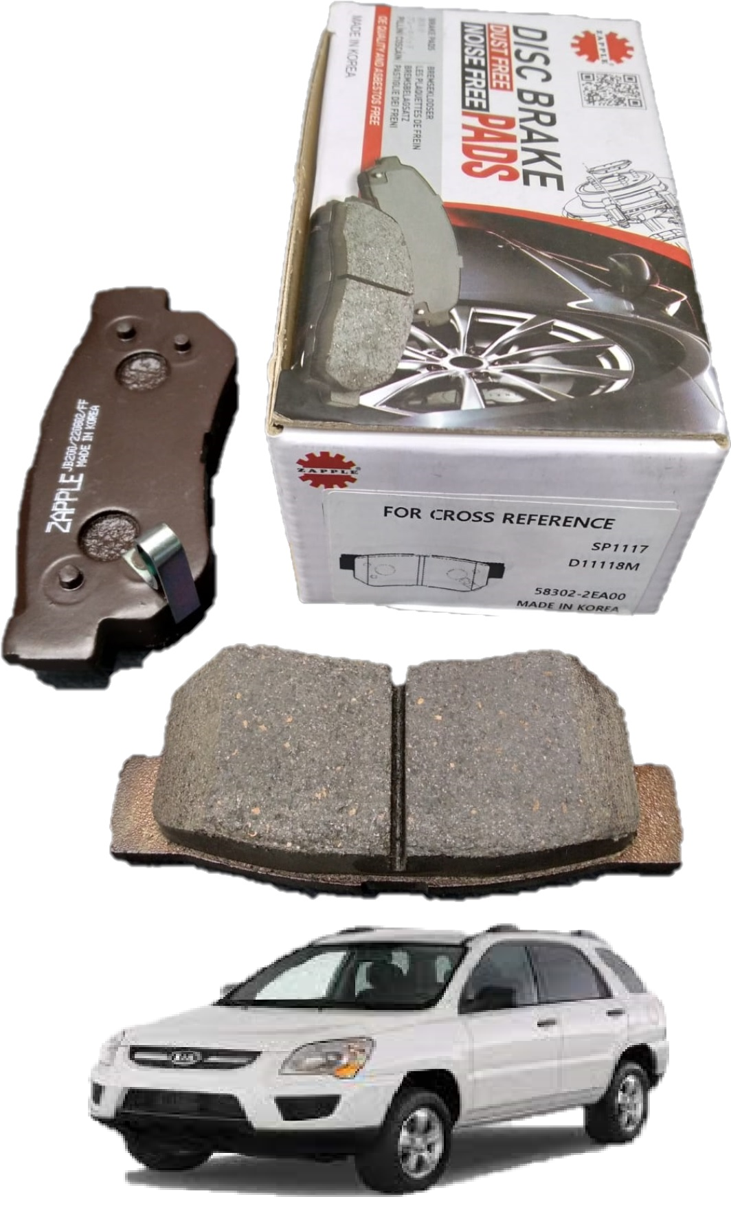 Zapple Disc Brake Pad SP1117, D11118M, 58302-2EA00