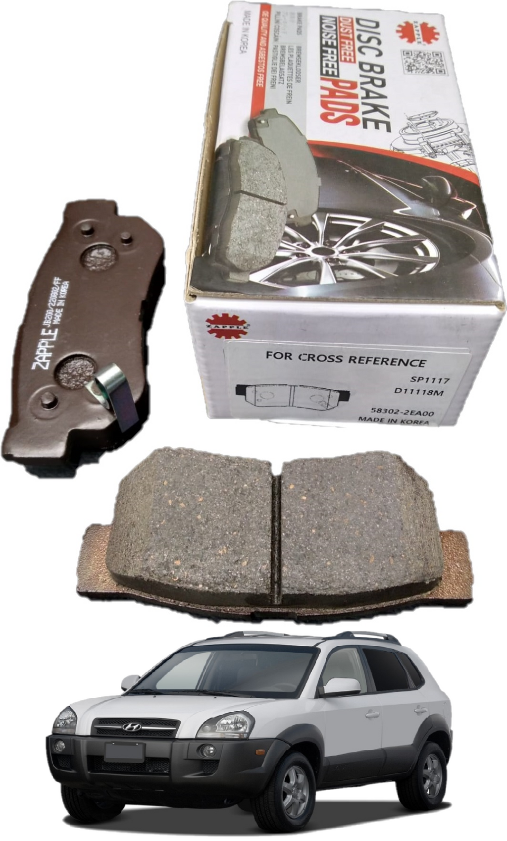 Zapple Disc Brake Pad SP1117, D11118M, 58302-2EA00