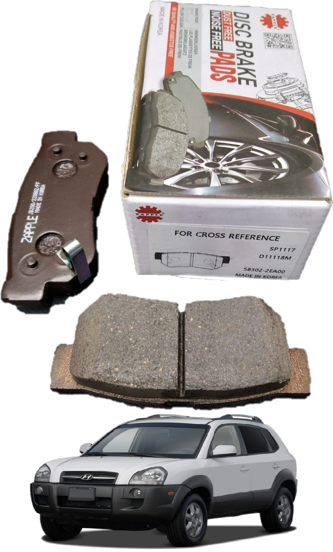 Zapple Disc Brake Pad SP1117, D11118M, 58302-2EA00