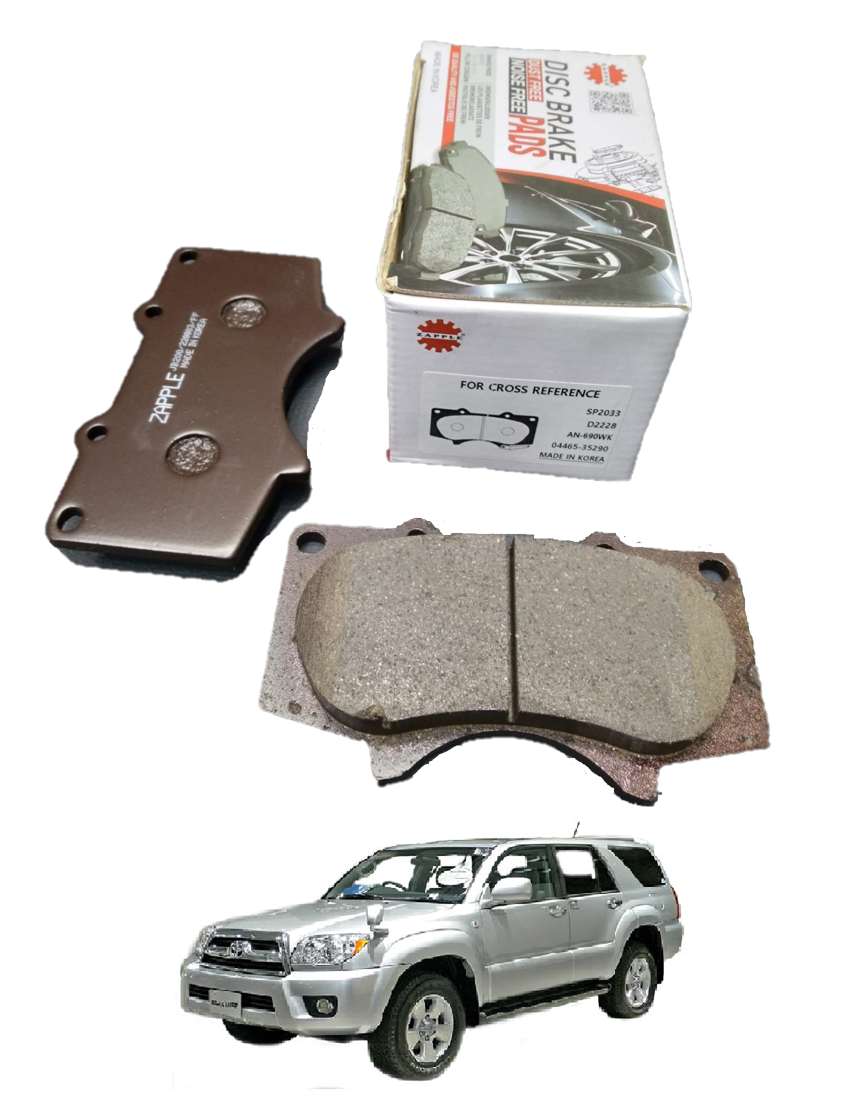 Zapple Disc Brake Pad SP2033, D2228, AN-690WK, 04465-35290