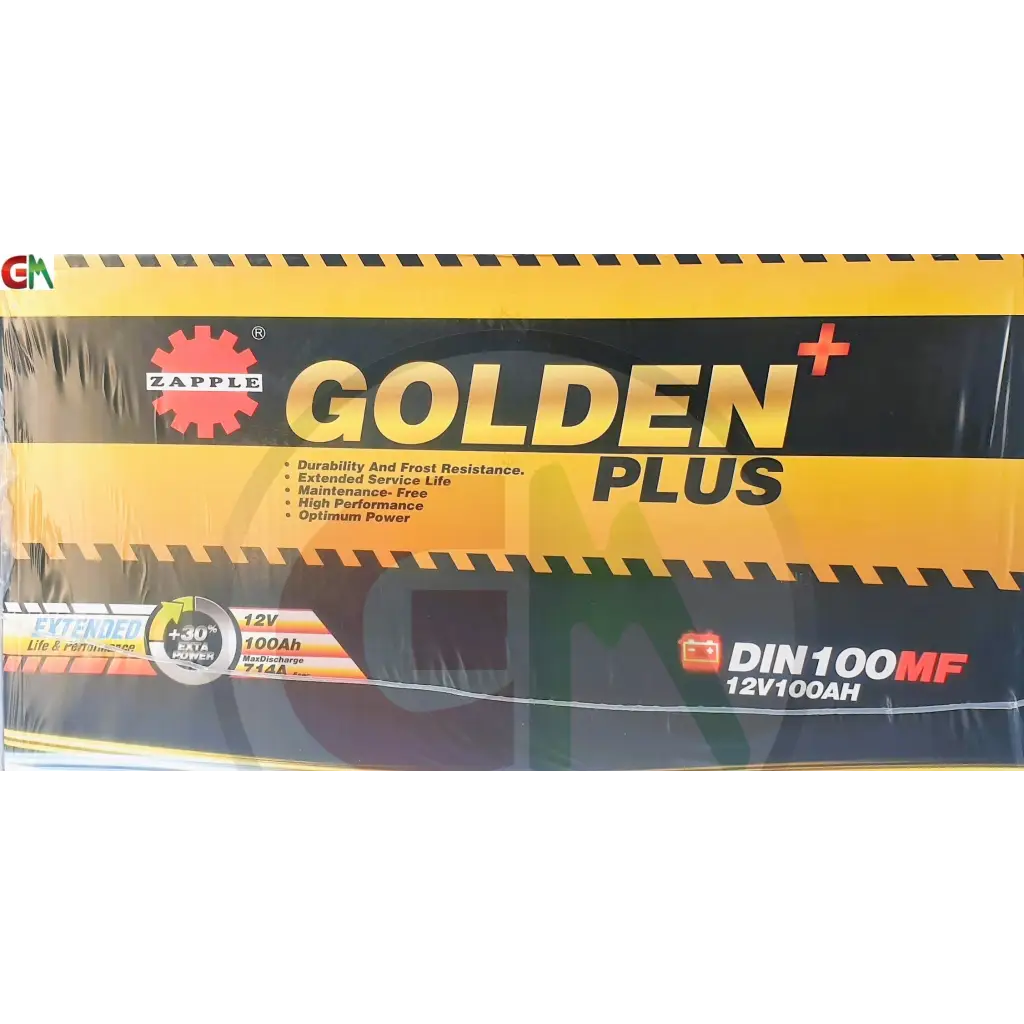 Zapple Golden Plus Car Battery - DIN100MF 12V100AH - Car