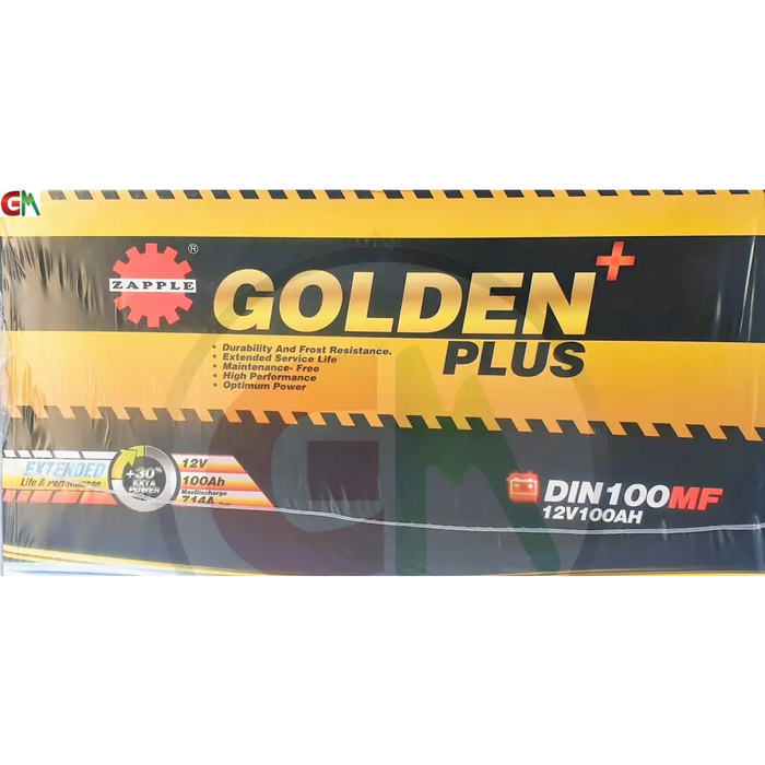 Zapple Golden Plus Car Battery - DIN100MF 12V100AH - Car