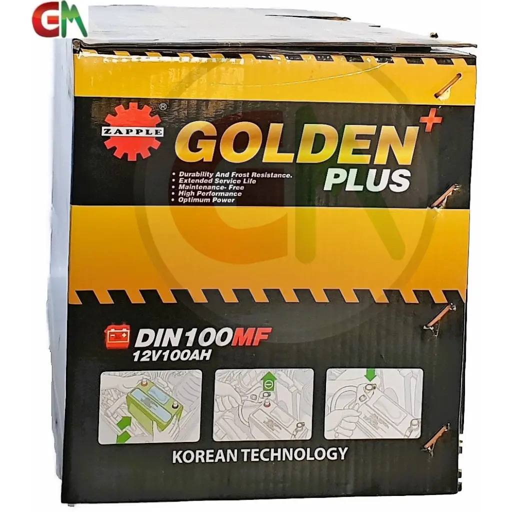 Zapple Golden Plus Car Battery - DIN100MF 12V100AH - Car