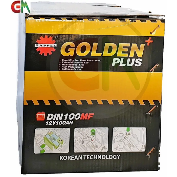 Zapple Golden Plus Car Battery - DIN100MF 12V100AH - Car