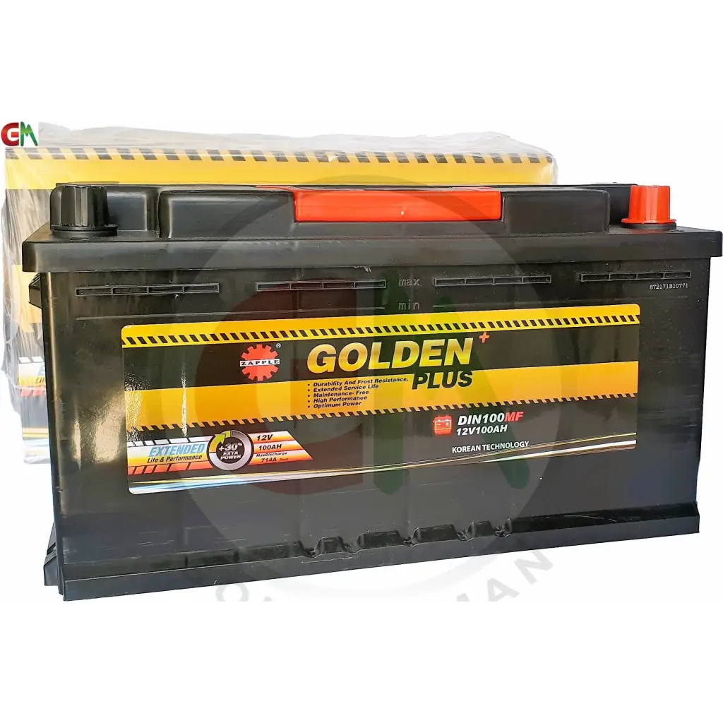 Zapple Golden Plus Car Battery - DIN100MF 12V100AH - Car