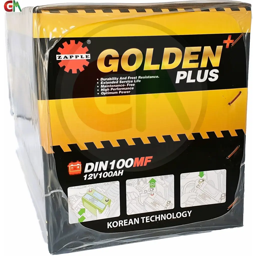 Zapple Golden Plus Car Battery - DIN100MF 12V100AH - Car