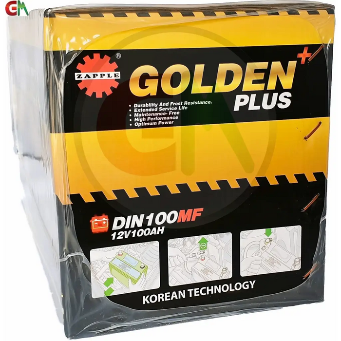 Zapple Golden Plus Car Battery - DIN100MF 12V100AH - Car