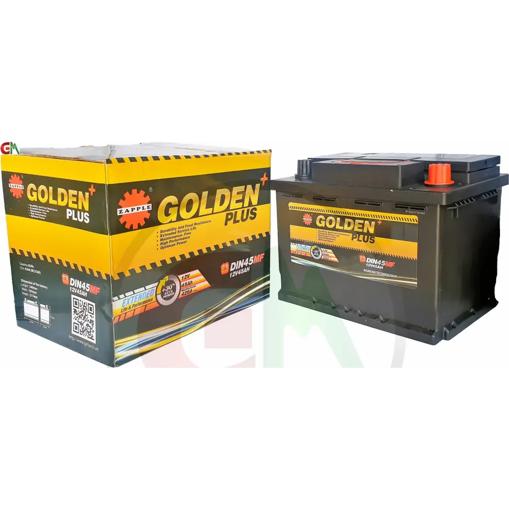 Zapple Golden Plus Car Battery - DIN45MF 12V45AH - Car