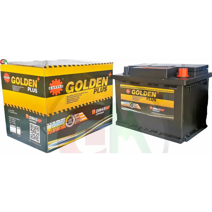 Zapple Golden Plus Car Battery - DIN45MF 12V45AH - Car