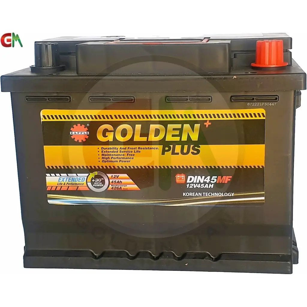 Zapple Golden Plus Car Battery - DIN45MF 12V45AH - Car