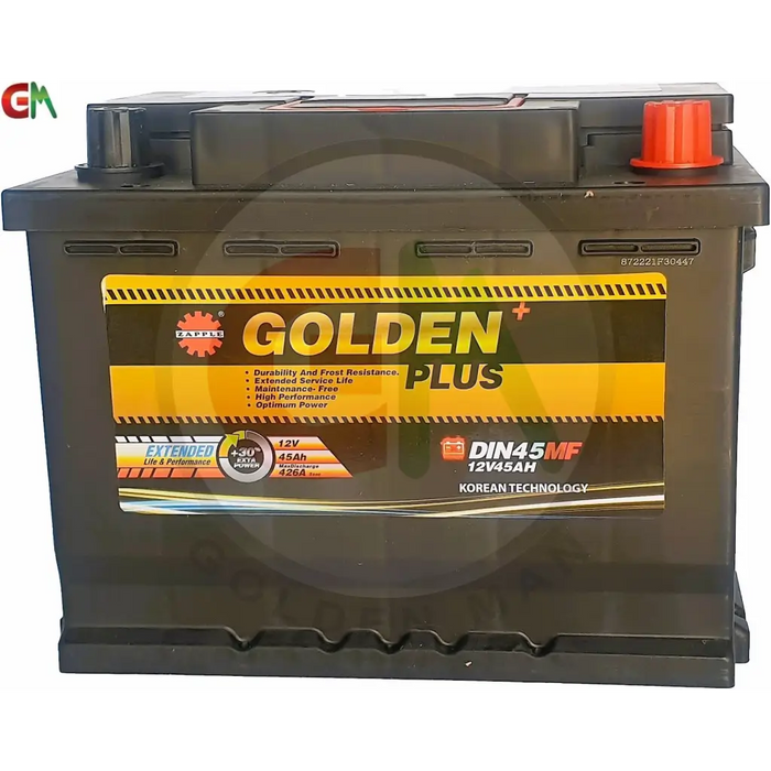 Zapple Golden Plus Car Battery - DIN45MF 12V45AH - Car