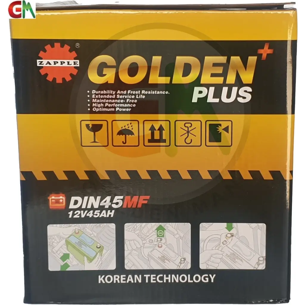 Zapple Golden Plus Car Battery - DIN45MF 12V45AH - Car