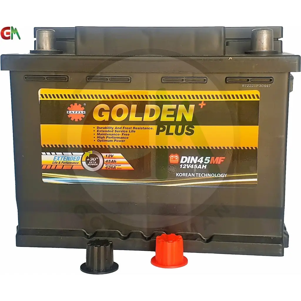 Zapple Golden Plus Car Battery - DIN45MF 12V45AH - Car