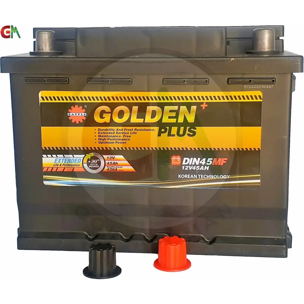 Zapple Golden Plus Car Battery - DIN45MF 12V45AH - Car