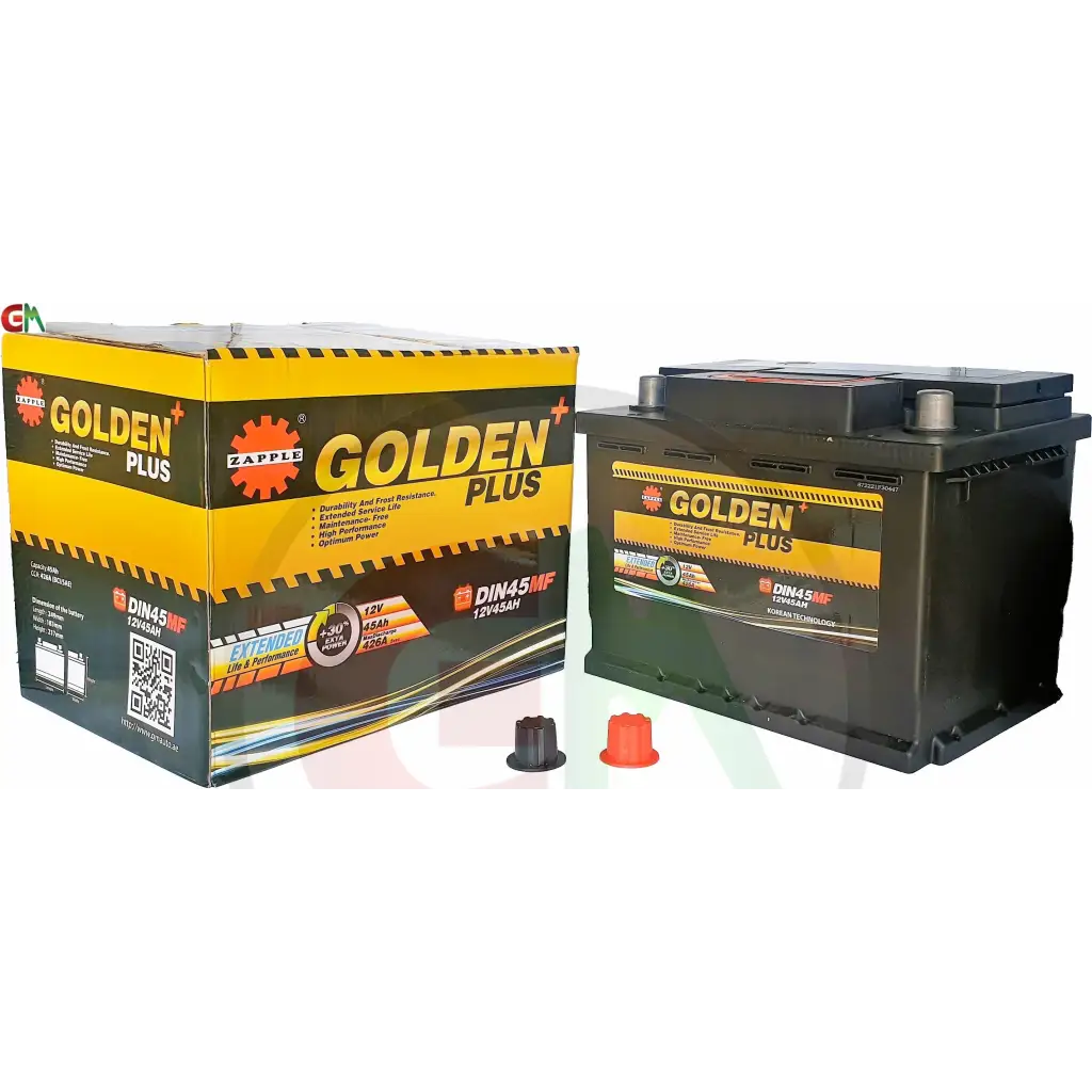 Zapple Golden Plus Car Battery - DIN45MF 12V45AH - Car
