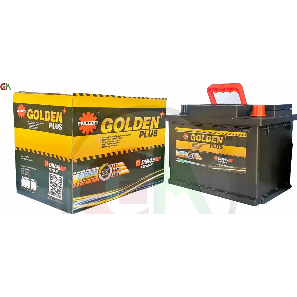 Zapple Golden Plus Car Battery - DIN45MF 12V45AH - Car