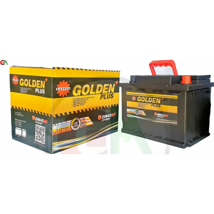 Zapple Golden Plus Car Battery - DIN45MF 12V45AH - Car