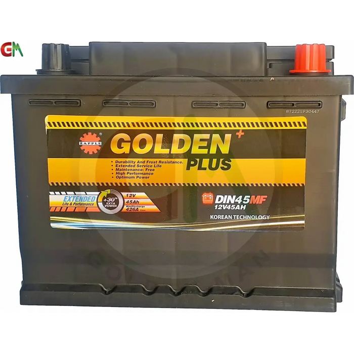 Zapple Golden Plus Car Battery - DIN45MF 12V45AH - Car