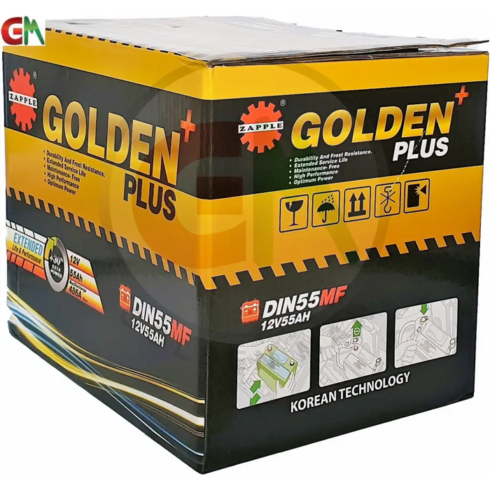 Zapple Golden Plus Car Battery - DIN55MF 12V55AH - Car