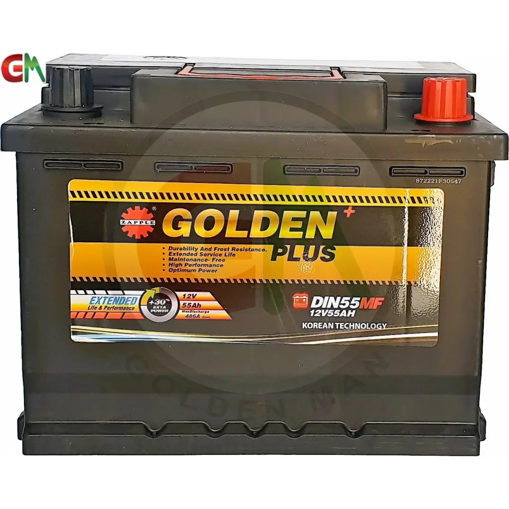 Zapple Golden Plus Car Battery - DIN55MF 12V55AH - Car