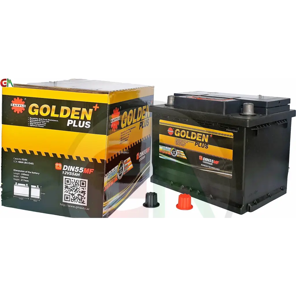 Zapple Golden Plus Car Battery - DIN55MF 12V55AH - Car