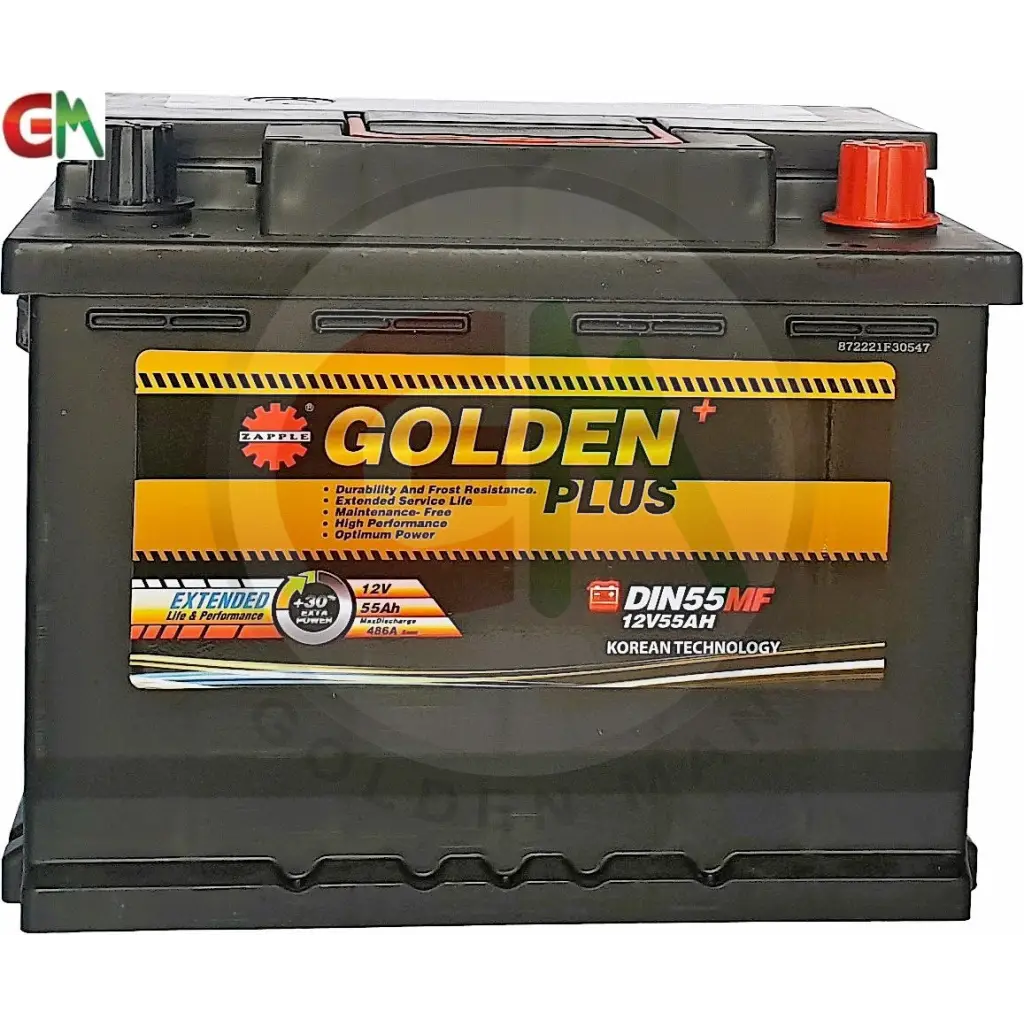 Zapple Golden Plus Car Battery - DIN55MF 12V55AH - Car