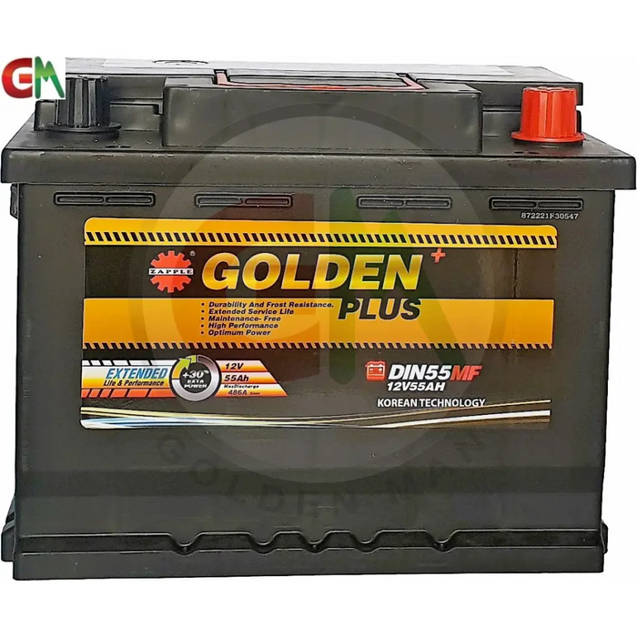 Zapple Golden Plus Car Battery - DIN55MF 12V55AH - Car