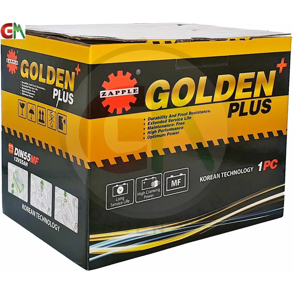 Zapple Golden Plus Car Battery - DIN55MF 12V55AH - Car
