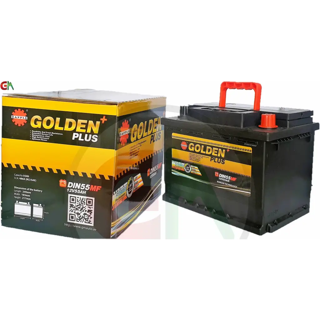 Zapple Golden Plus Car Battery - DIN55MF 12V55AH - Car