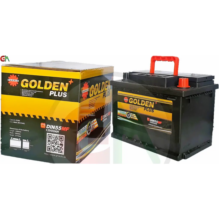 Zapple Golden Plus Car Battery - DIN55MF 12V55AH - Car