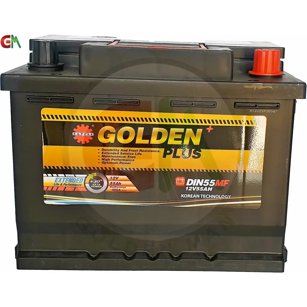 Zapple Golden Plus Car Battery - DIN55MF 12V55AH - Car