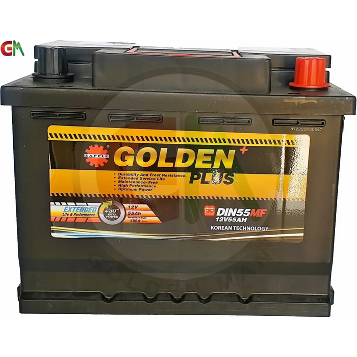 Zapple Golden Plus Car Battery - DIN55MF 12V55AH - Car