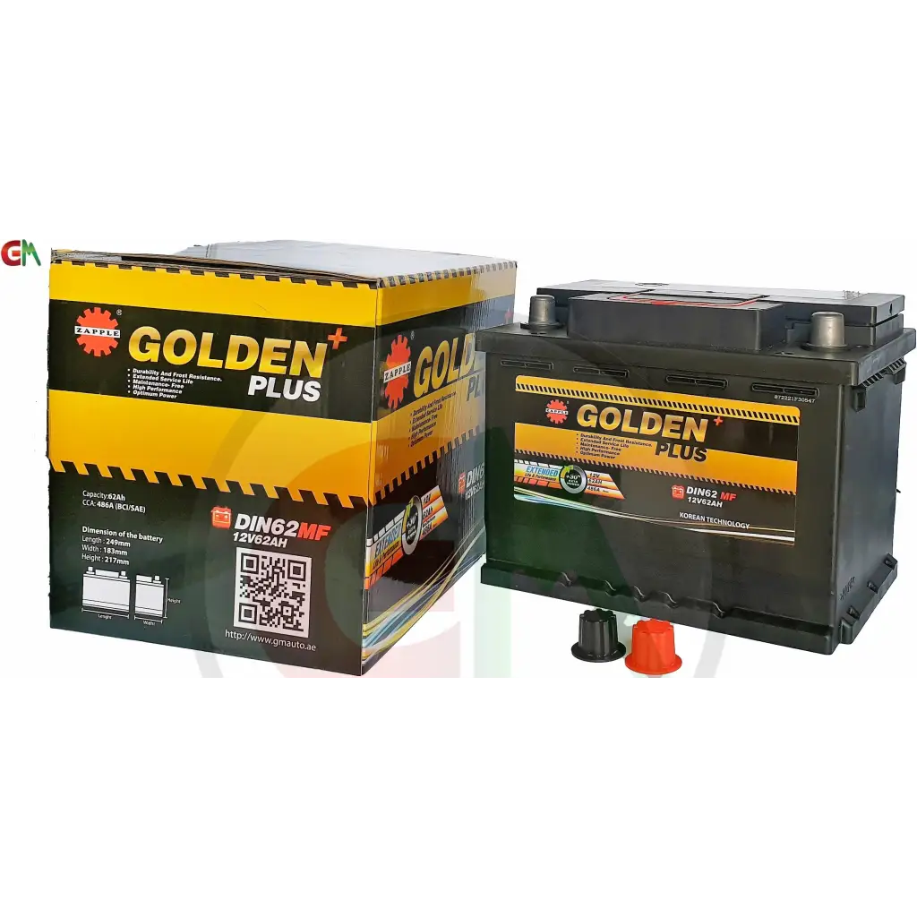 Zapple Golden Plus Car Battery - DIN62MF 12V62AH - Car