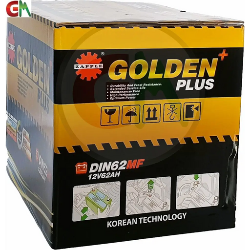 Zapple Golden Plus Car Battery - DIN62MF 12V62AH - Car