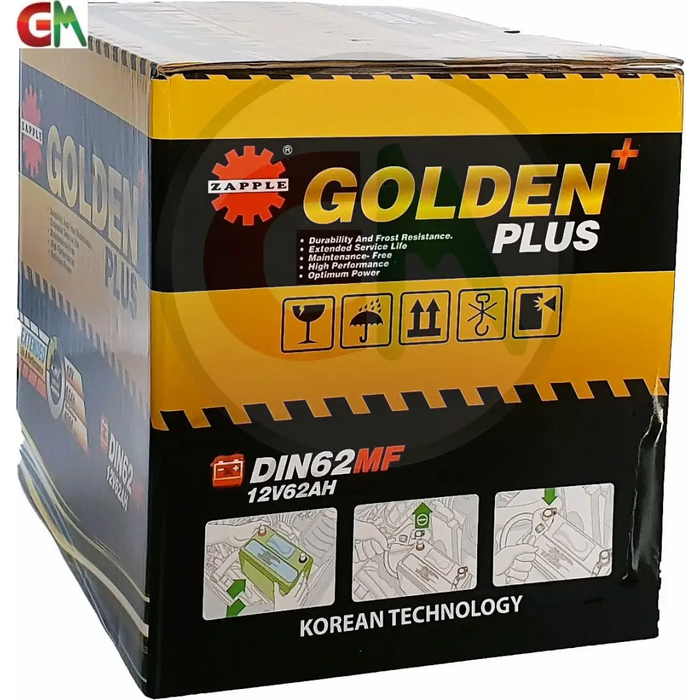 Zapple Golden Plus Car Battery - DIN62MF 12V62AH - Car