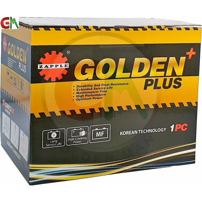 Zapple Golden Plus Car Battery - DIN62MF 12V62AH - Car