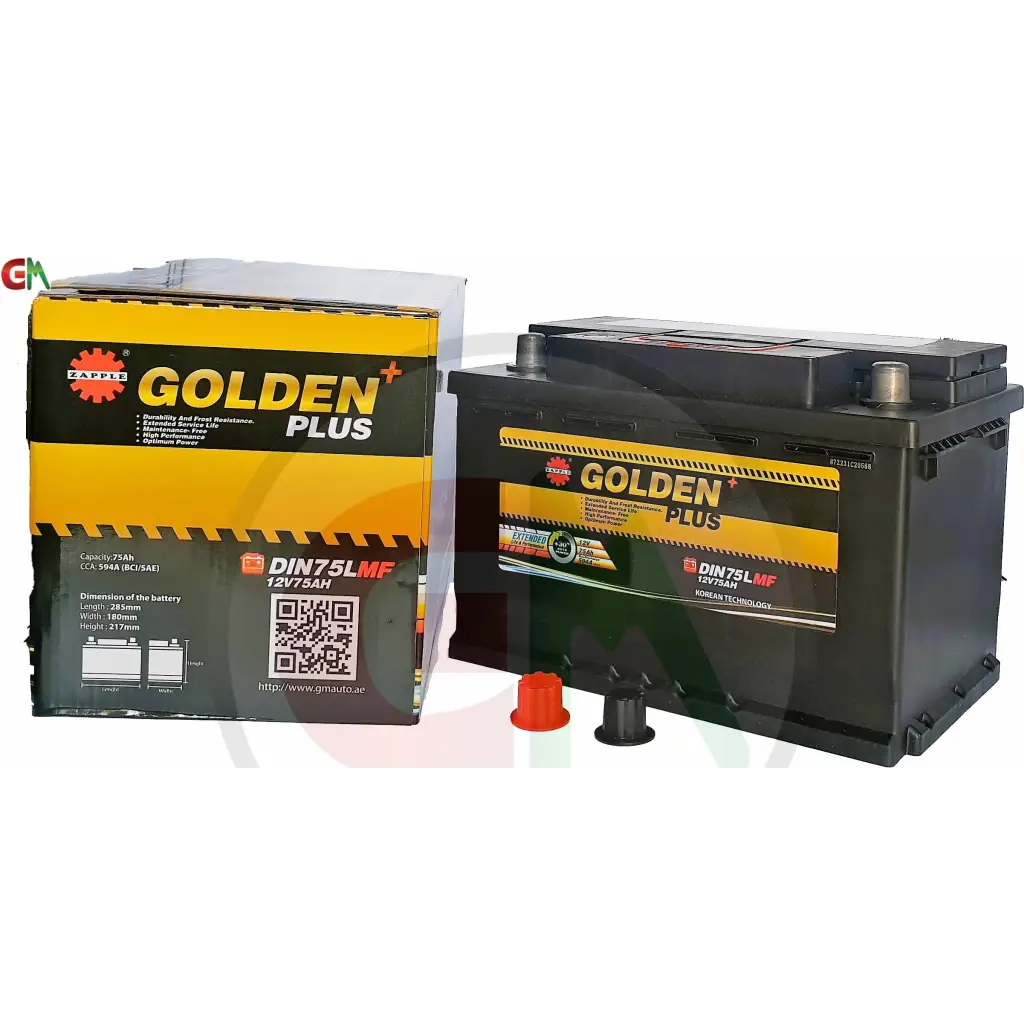 Zapple Golden Plus Car Battery - DIN75LMF 12V75AH - Car