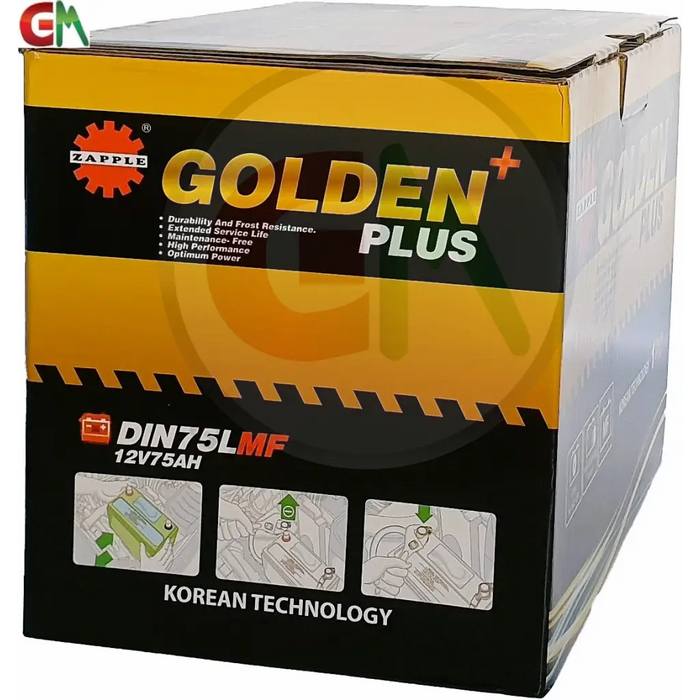 Zapple Golden Plus Car Battery - DIN75LMF 12V75AH - Car