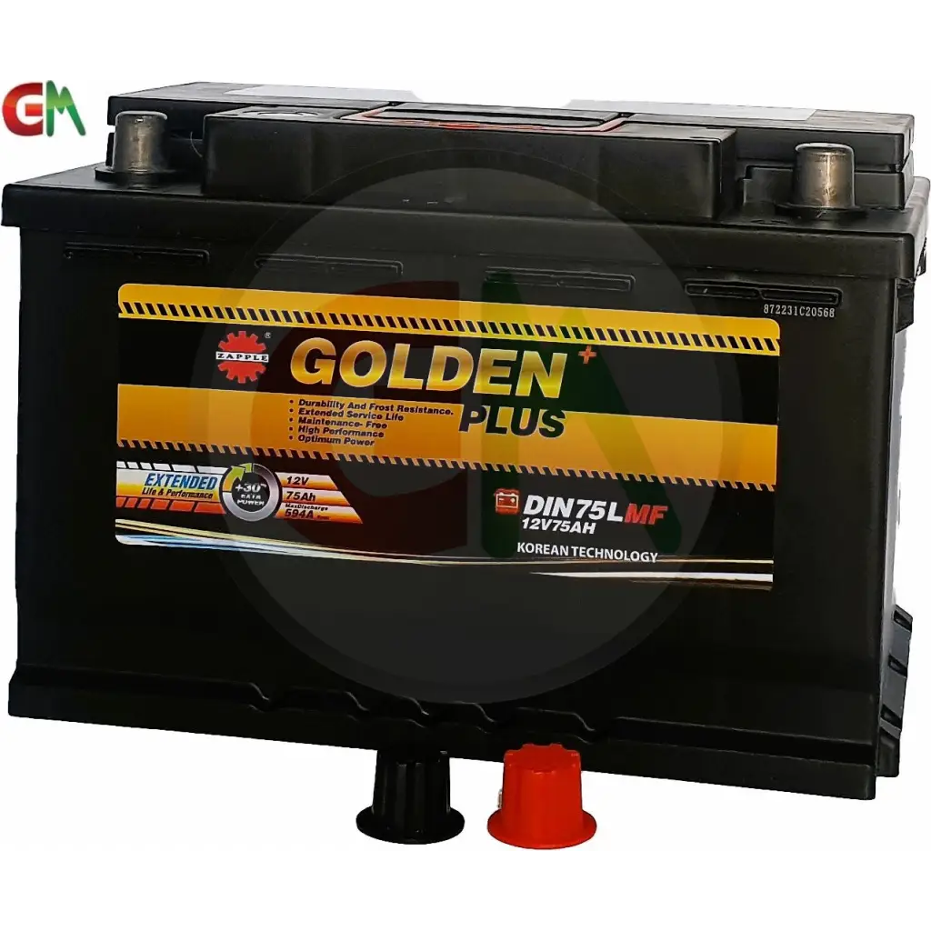 Zapple Golden Plus Car Battery - DIN75LMF 12V75AH - Car