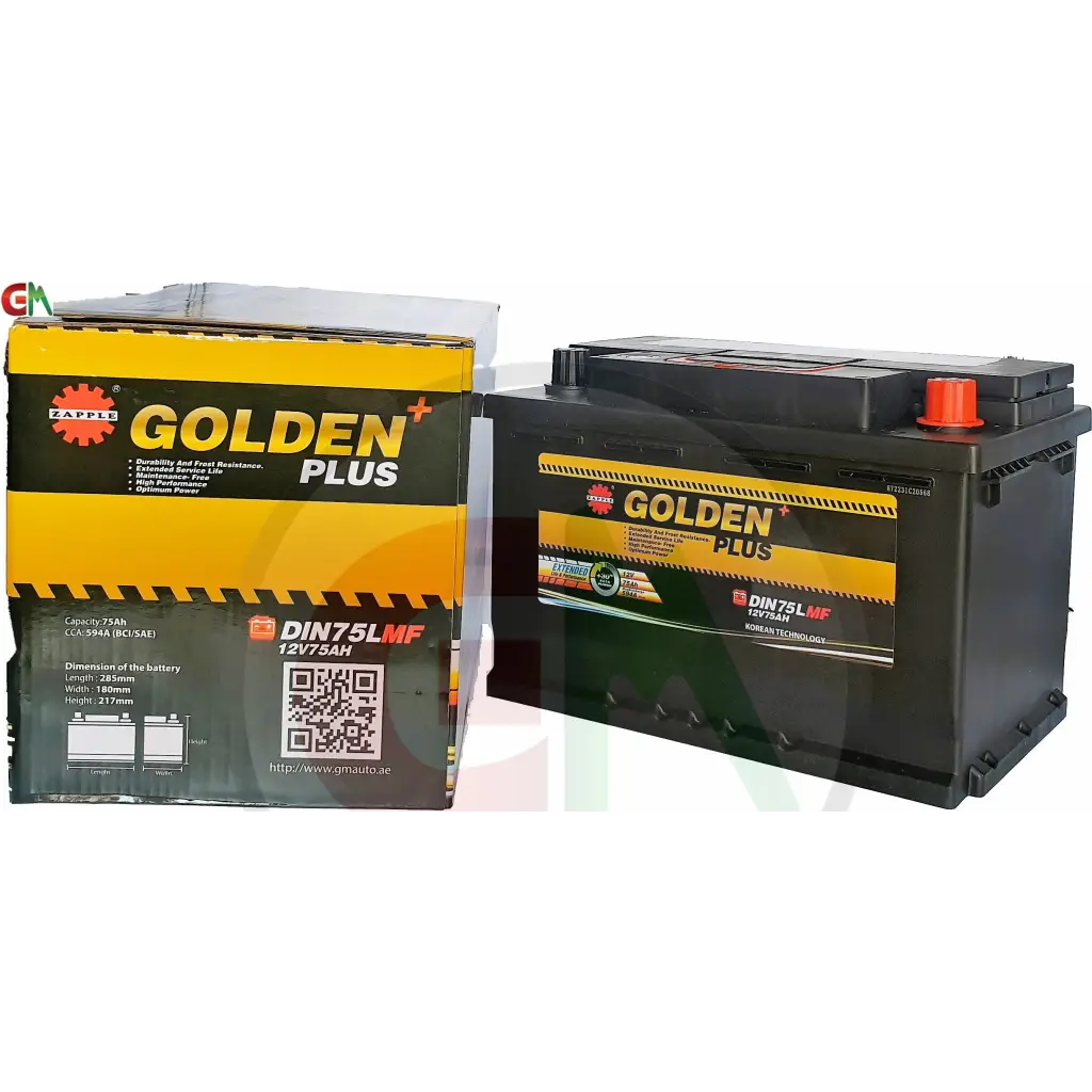 Zapple Golden Plus Car Battery - DIN75LMF 12V75AH - Car