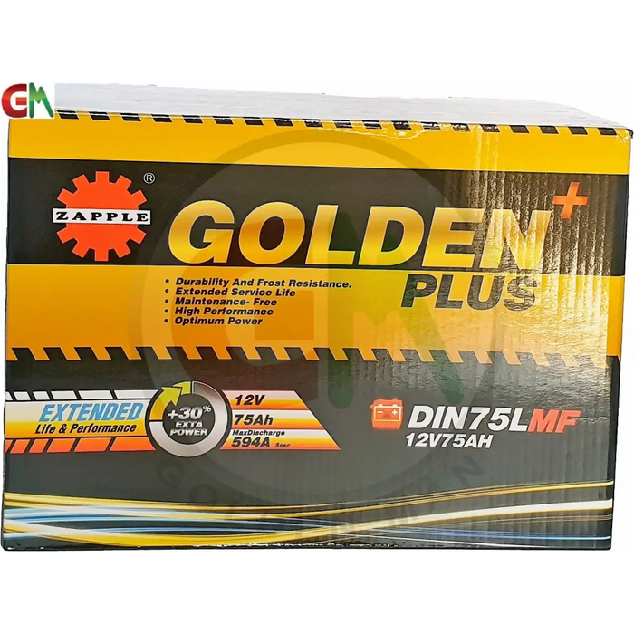 Zapple Golden Plus Car Battery - DIN75LMF 12V75AH - Car