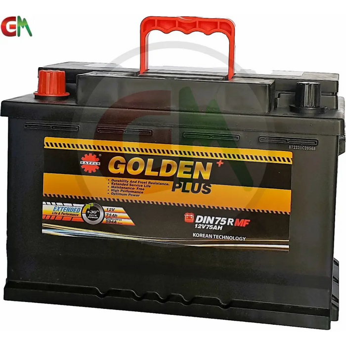 Zapple Golden Plus Car Battery - DIN75RMF 12V75AH - Car